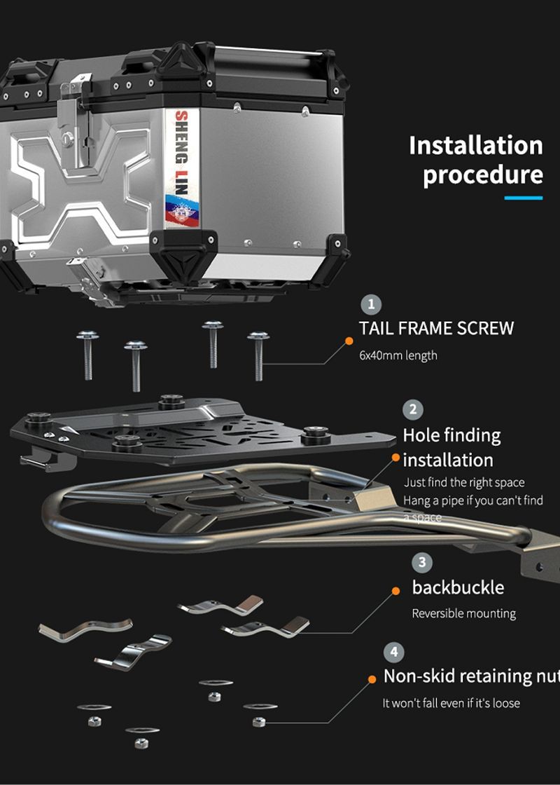 motorcycle trunk with backrest Installation details001